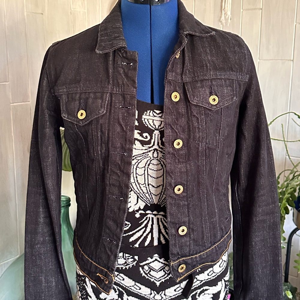 Polo by Ralph Lauren Black Jean Jacket with Custom Artwork